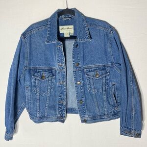 Vintage 90s Eddie Bauer Classic Med Wash Blue 100% Cotton Denim Jean Jacket M